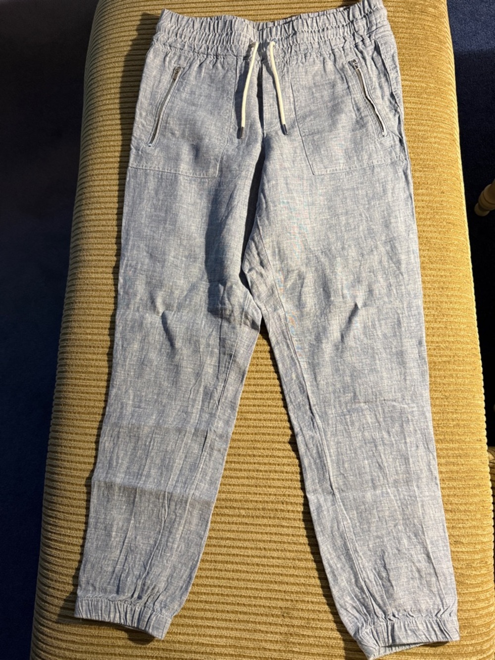 Athleta Light Blue Cropped Chambray Jogger Pants